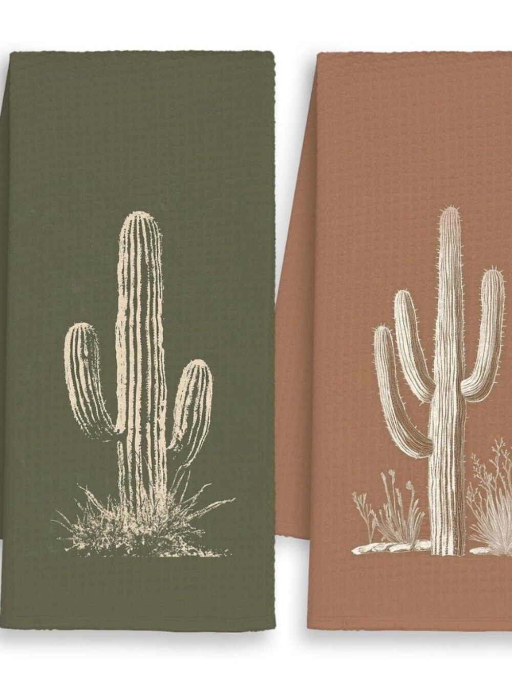 Western Desert Cactus Kitchen Towels Set of 2, Botanical Hand Towels Decor for